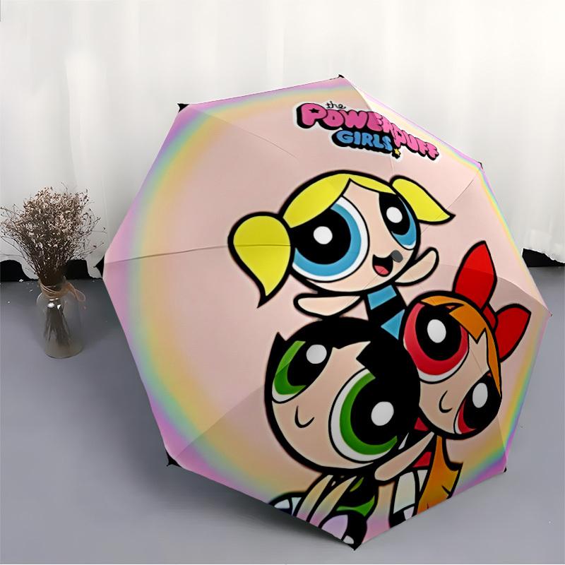 1pc Powerpuff Girls Automatic Umbrella 8-Bone Design Compact Gear for Outdoor Travel, Perfect Helloween Chrismas Gift for Friends or Family yy25082918