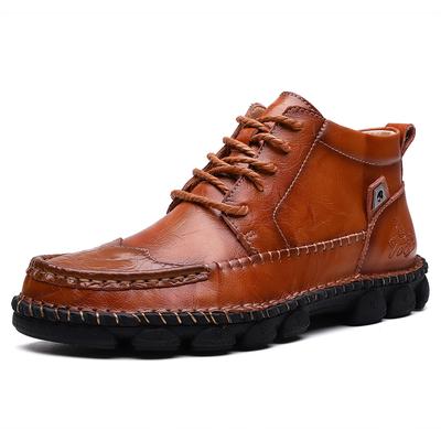 Men's Leather Ankle Boots Lace-up Men Shoes High Quality Men Vintage British Short  Boots Autumn Winter Plus Size 38-48