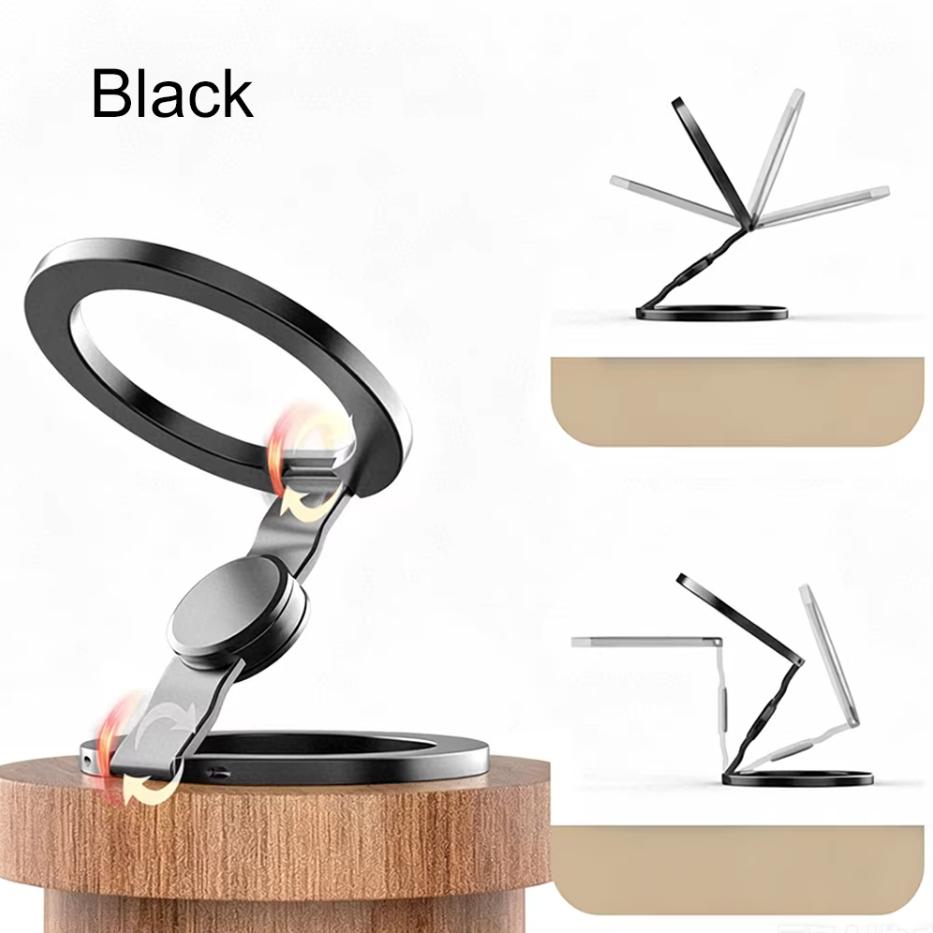 Portable Magnetic Phone Ring Holder Double-sided 360° Rotation Cell Phone Grip Stand Metal Foldable Stand For MagSafe Devices