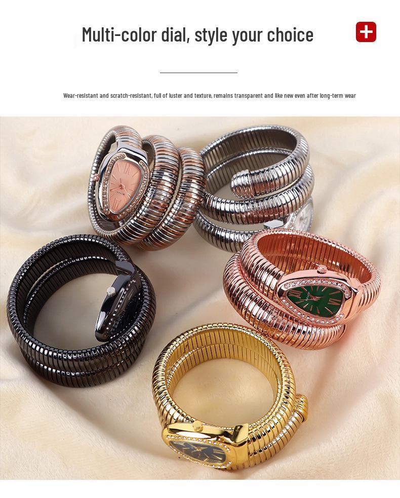 Schlangenförmiges Damen-Modearmband mit Quarzuhr - Kreativer Hip-Hop-Stil