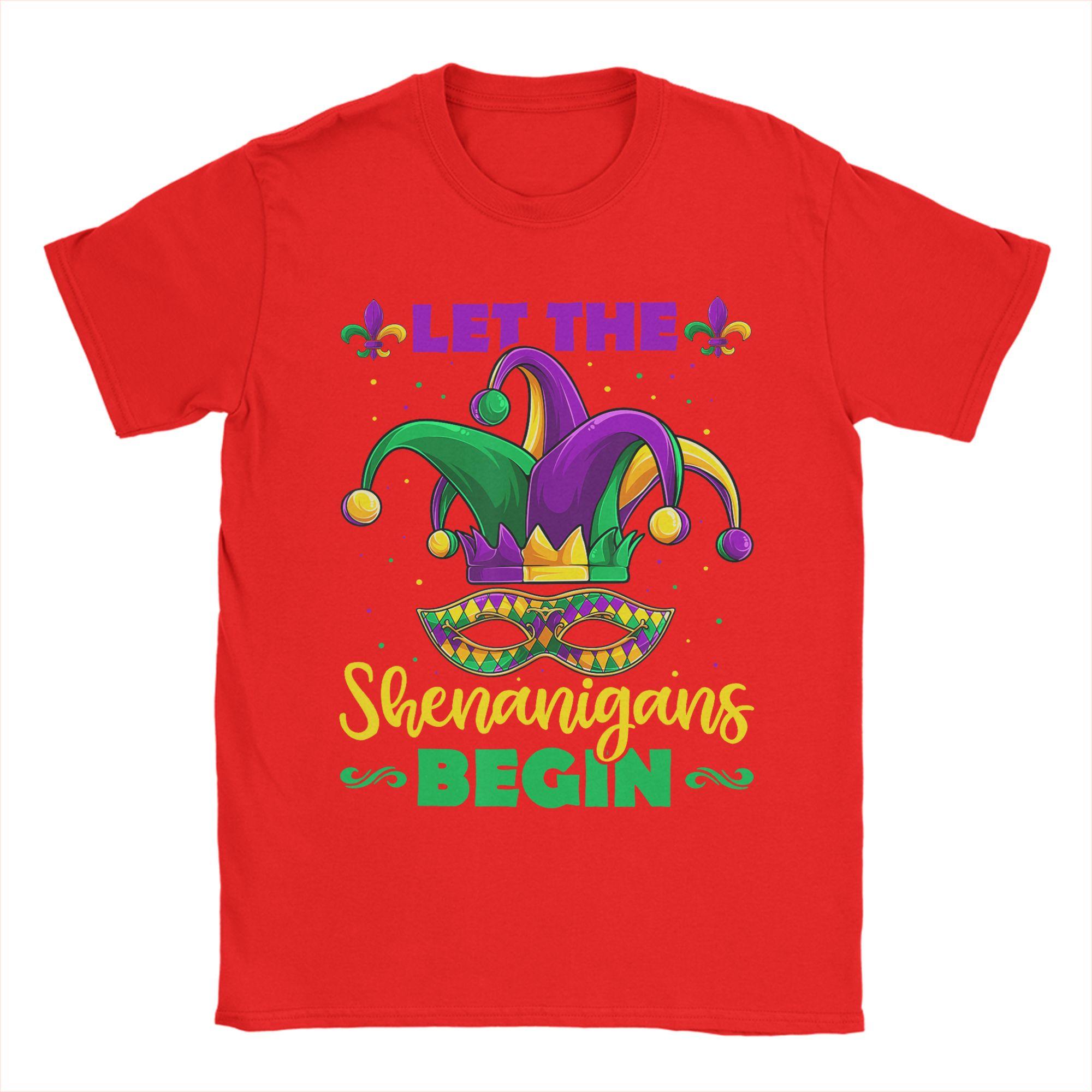 Funny Let The Shenanigans Begin Mardi Gras TShirts for Unisex Crewneck Cotton T Shirt Short Sleeve Tees Adult Tops S