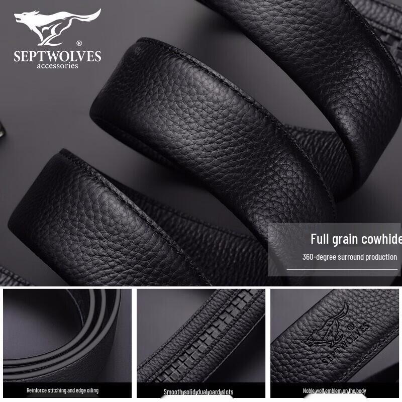Septwolves Men's Genuine Leather Automatic Buckle Belt