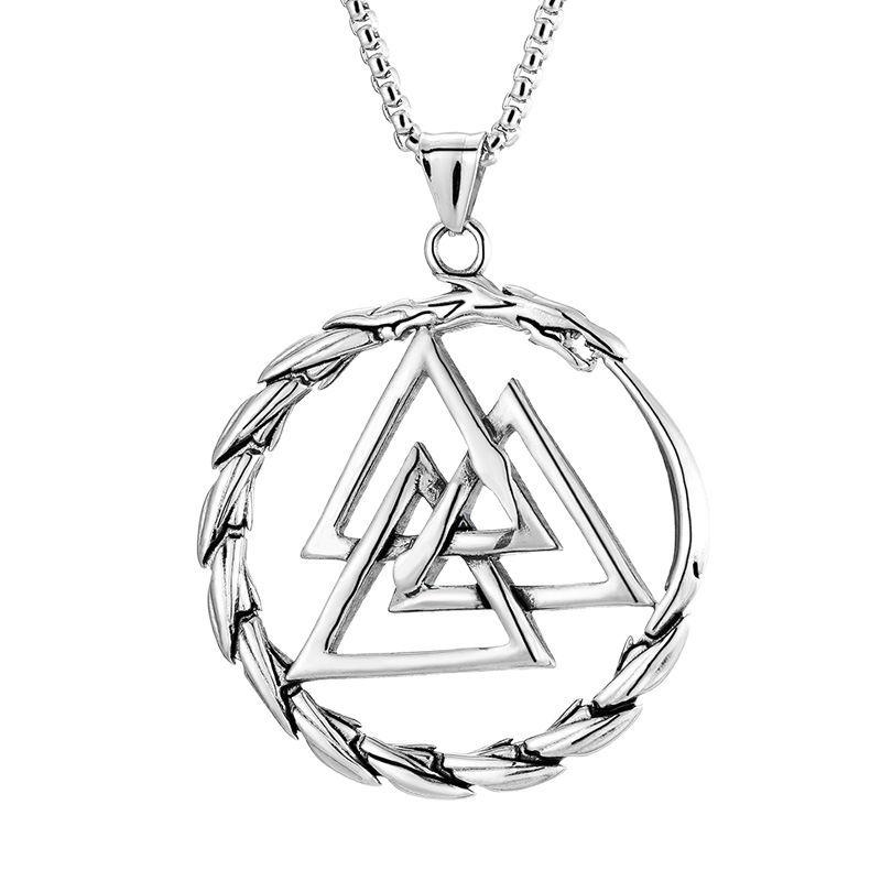 Stainless Steel Viking Triangle Pendant Necklace - Men's Punk Titanium Accessories
