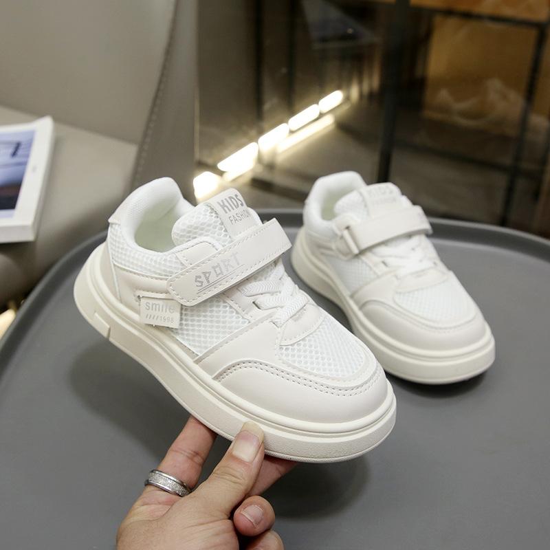 Children's Board Shoes Girls Mesh Sneakers 2025 Spring and Autumn New Breathable Soft-soled Casual Net Shoes Boys White Shoes