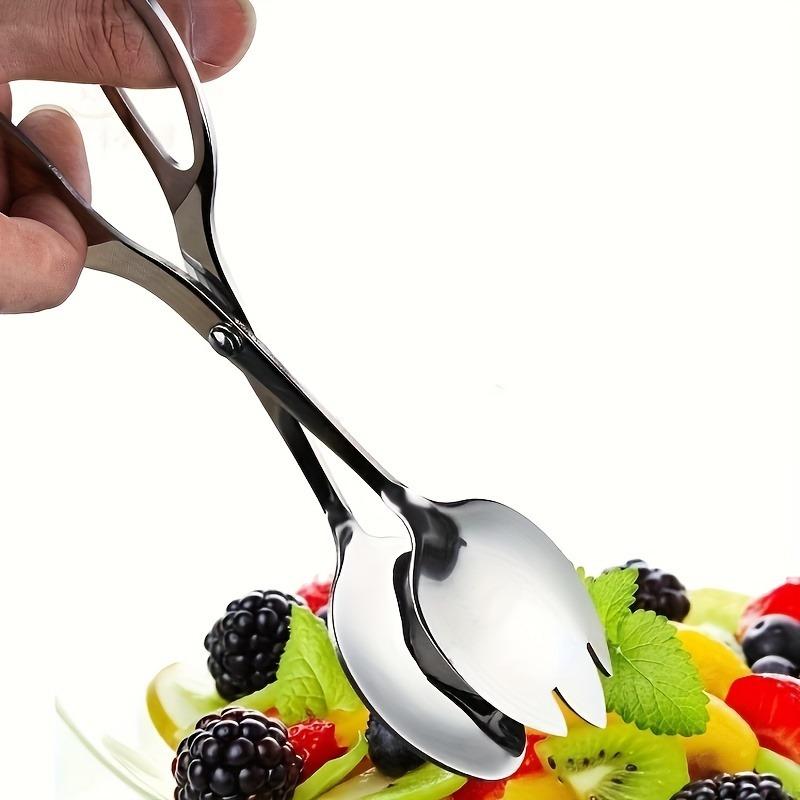 1pc Spatula And Fork Salad Tongs, Mirror Finishing Stainless Steel, Serving Tongs, Pastry Tongs, Candy Tongs, Salad Tongs, Kitchen Gadget