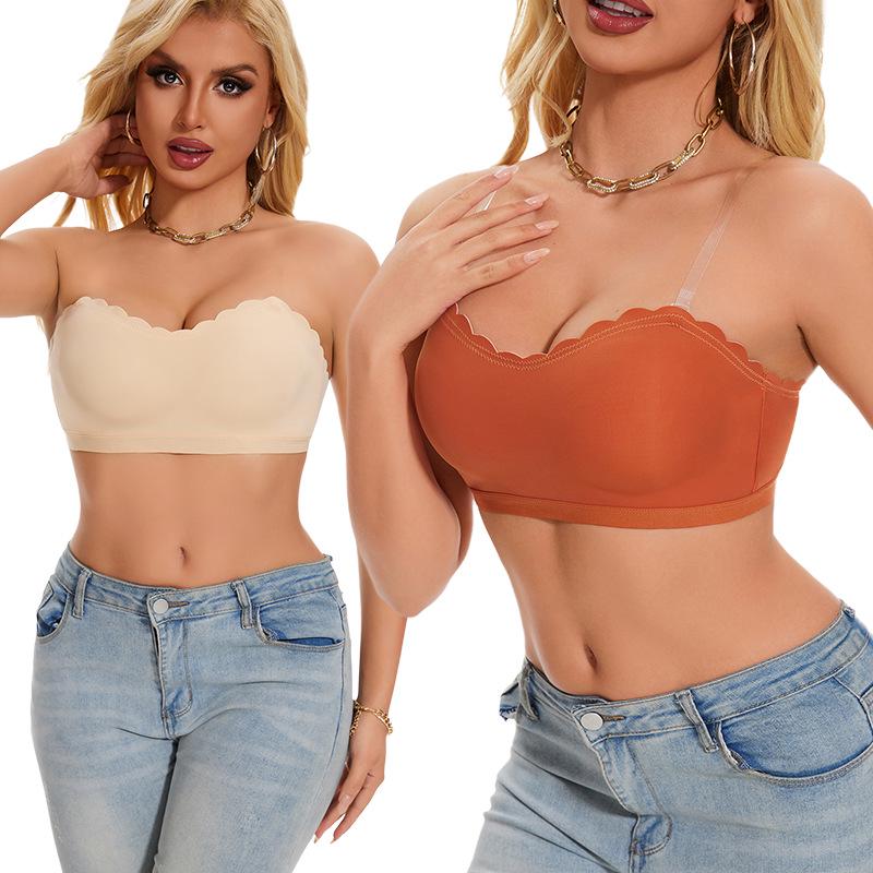 Europe and America Strapless Anti-Slip Push-Up Bandeau with Back Clasp - Women's Sexy Underwear