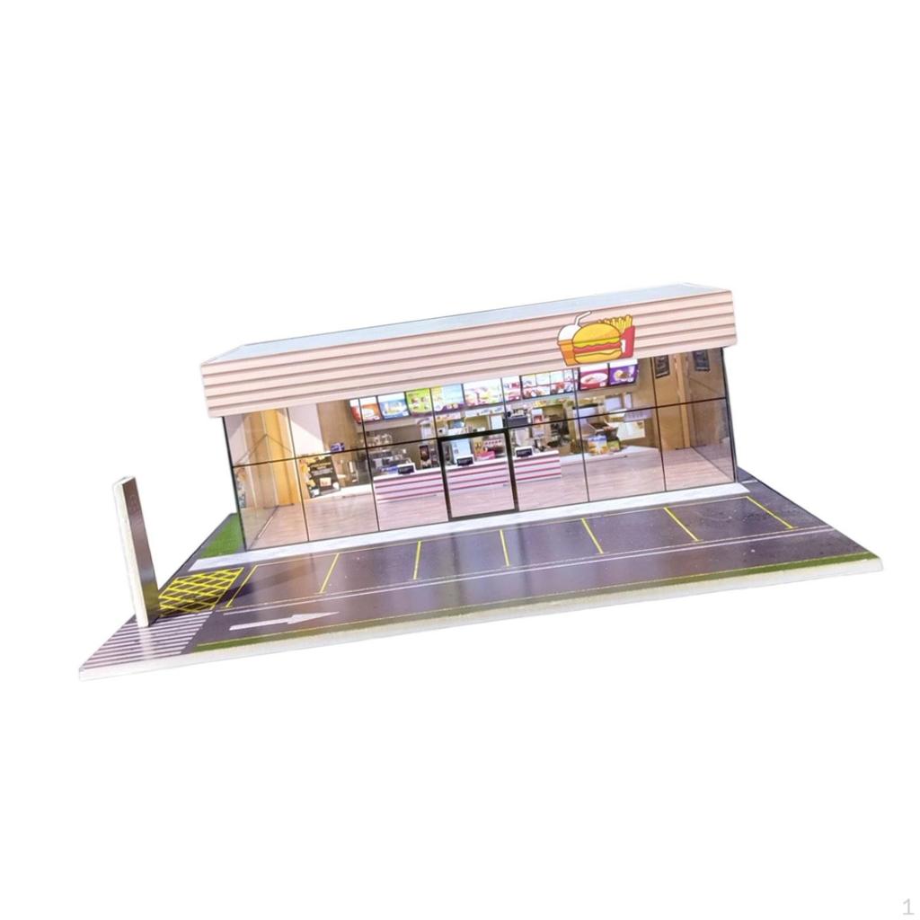 1/64 Model Car Display Case Diorama Micro Landscape Decor Collectible Gift with Light Decorative