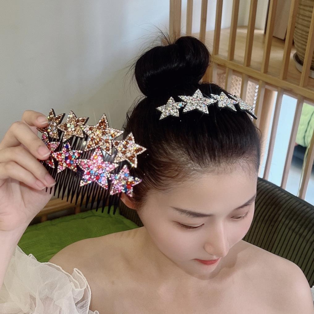 Five-Pointed Star Hairpin: 20-Tooth Back-Combing Styling Tool for Flyaway Fix and Bangs