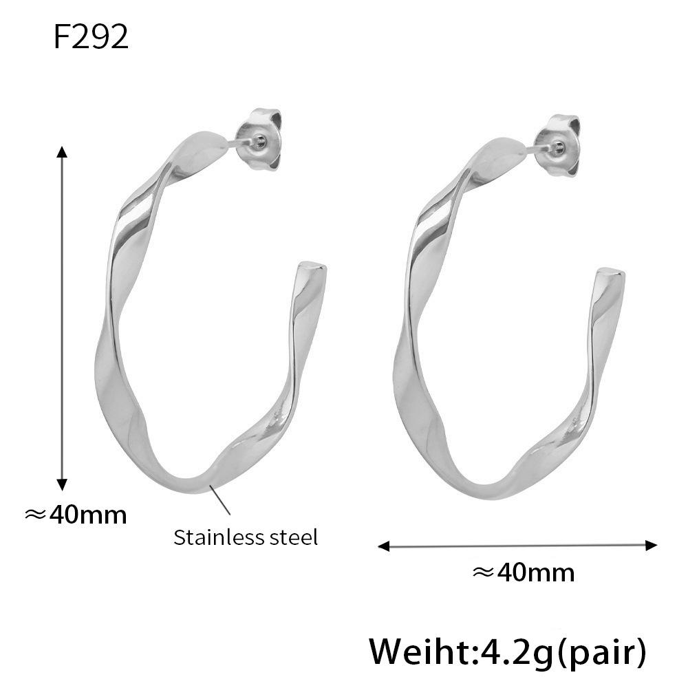 Qiong Yao Stainless Steel C-shaped Hoop Earrings, Fashionable 18K Gold-Plated, Exaggerated Design