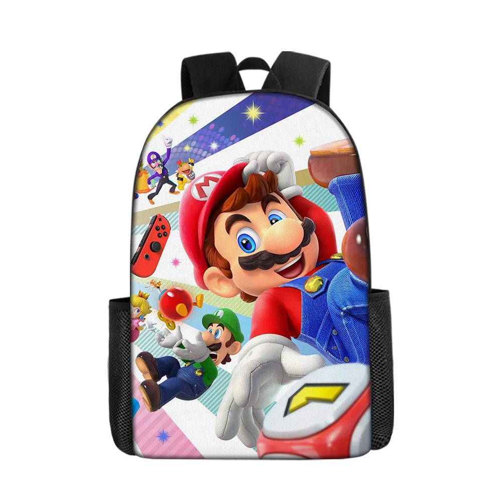 Cartoon Schoolbag Mario Backpack Satchel Pencil Case Three-Piece Set Mario Backpack