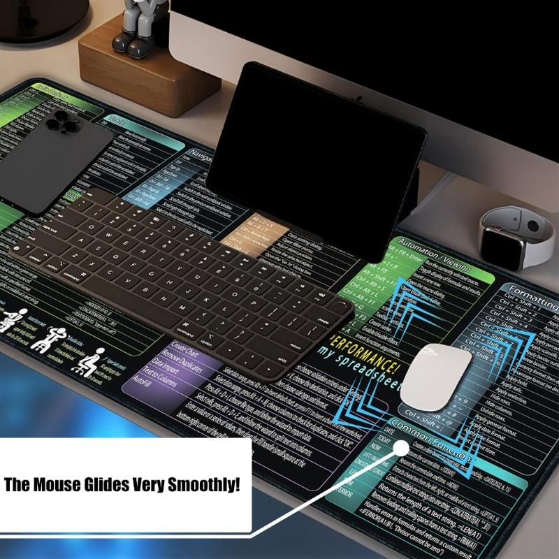 Large Keyboards Mouse Pad Featuring Excels Word Shortcut for Office Software Use and Gaming with Waterproof 400x900x3mm