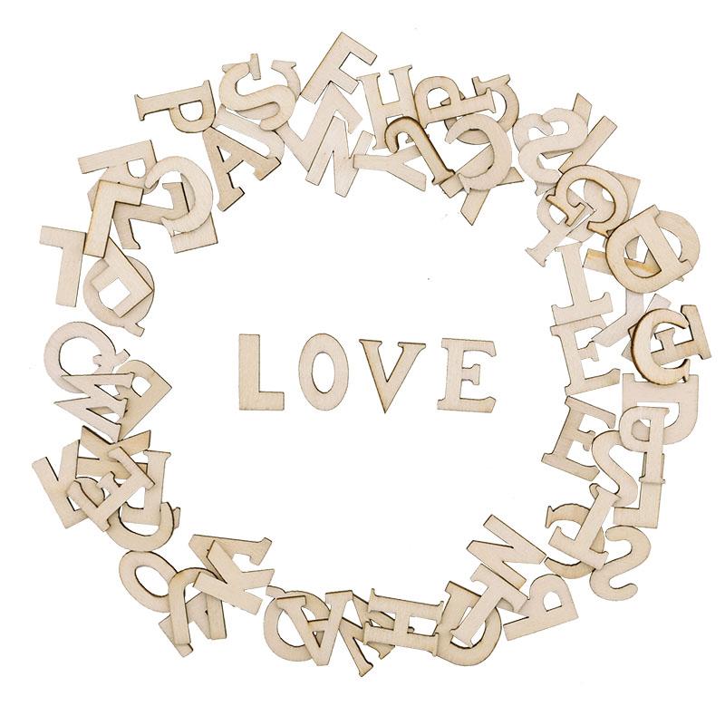 100Pcs Random Mixed Wooden Letters Alphabet English Number Digtal DIY Scrapbooking Arts Crafts Wedding Embellishments Decoration
