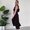 2024 Summer European & American Women's Sweet & Spicy Ruffle Sleeve Fruit Print Dress