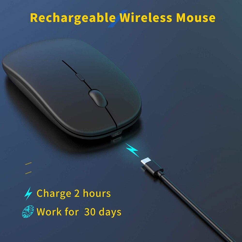 Wireless Rechargeable Mouse for Laptop Computer PC Slim Mini Noiseless Cordless Mouse 2.4G Mice for Home/Office