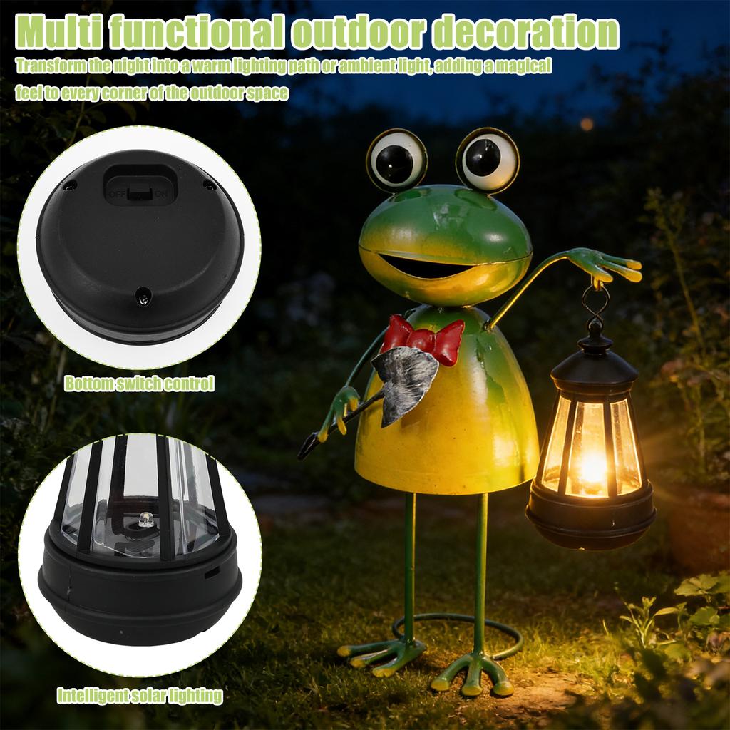 Solar Lights Frog Statue Waterproof Outdoor Solar Frog Garden Sculpture Solar Powered Frog Garden Statues Ornaments for Backyard