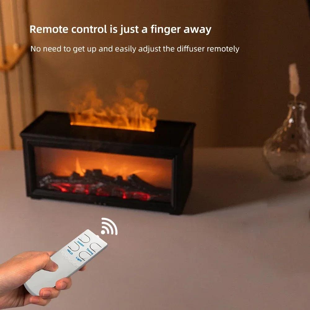 Air Humidifier Essential Oil Diffuser for Room, Quiet Ultrasonic Aromatherapy Device with 7-Color LED Night Light, Flame Design