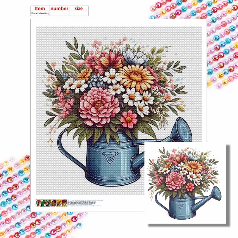 New Arrival 5D DIY Full Circle Diamond Painting "Pot Flower" Embroidery Cross Stitch Home Decor Gift