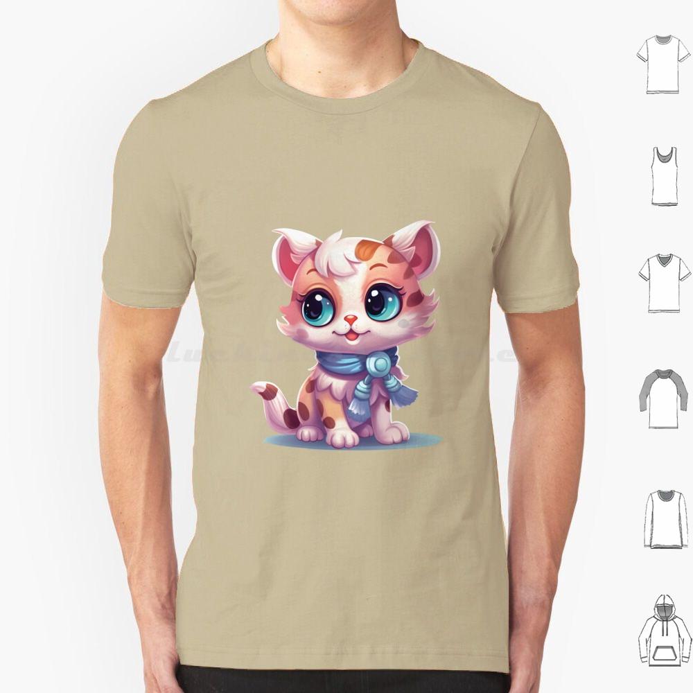 Kawaii Lovely Cat T Shirt Big Size 100 Cotton Cute Cat Illustration Cartoony Cat Design Meowing Cat Art Playful Cat Drawing