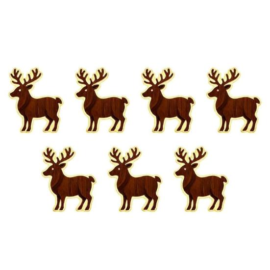 Cozy Winter Home Decorations 7Pcs 3D Light-Up Wooden Reindeer Christmas Decor with Warm LED Backlight, Peel And Silhouette Lights Stick Rustic