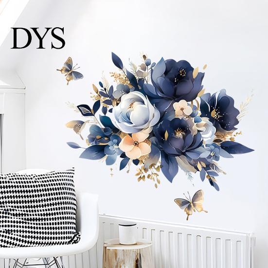 Waterproof PVC Window Film Watercolor Flower Wall Stickers, Removable Rose And Peony Decals, Mural, Floral Decals Peel Stick Art Decors for