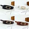 Pu Minimalist Leather Waist Belt For Women With Rectangular Buckle Design