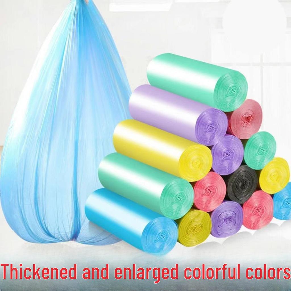 Household Colored Flat Garbage Bags for Kitchen & Bathroom - Medium, Disposable, New Material