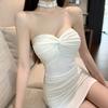 White One-word Shoulder Tube Top Dress Women's Summer Slim-fitting and Thin Bottom Skirt Sexy Versatile Pure Desire Hip-wrapped Short Skirt