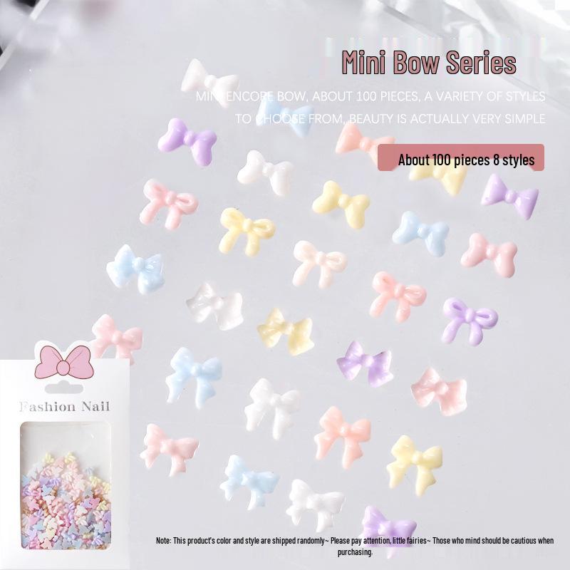 

Mini Candy Color Bow Tie Nail Charms - 100 Resin Decorations
