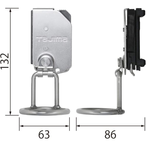 Tajima Safe System Detachable Tool Holder, High-Durability Extra-Thick Stainless Steel, Single-Hole Hammer, SFKHS-H1M, Easy To Attach and Remove, Can
