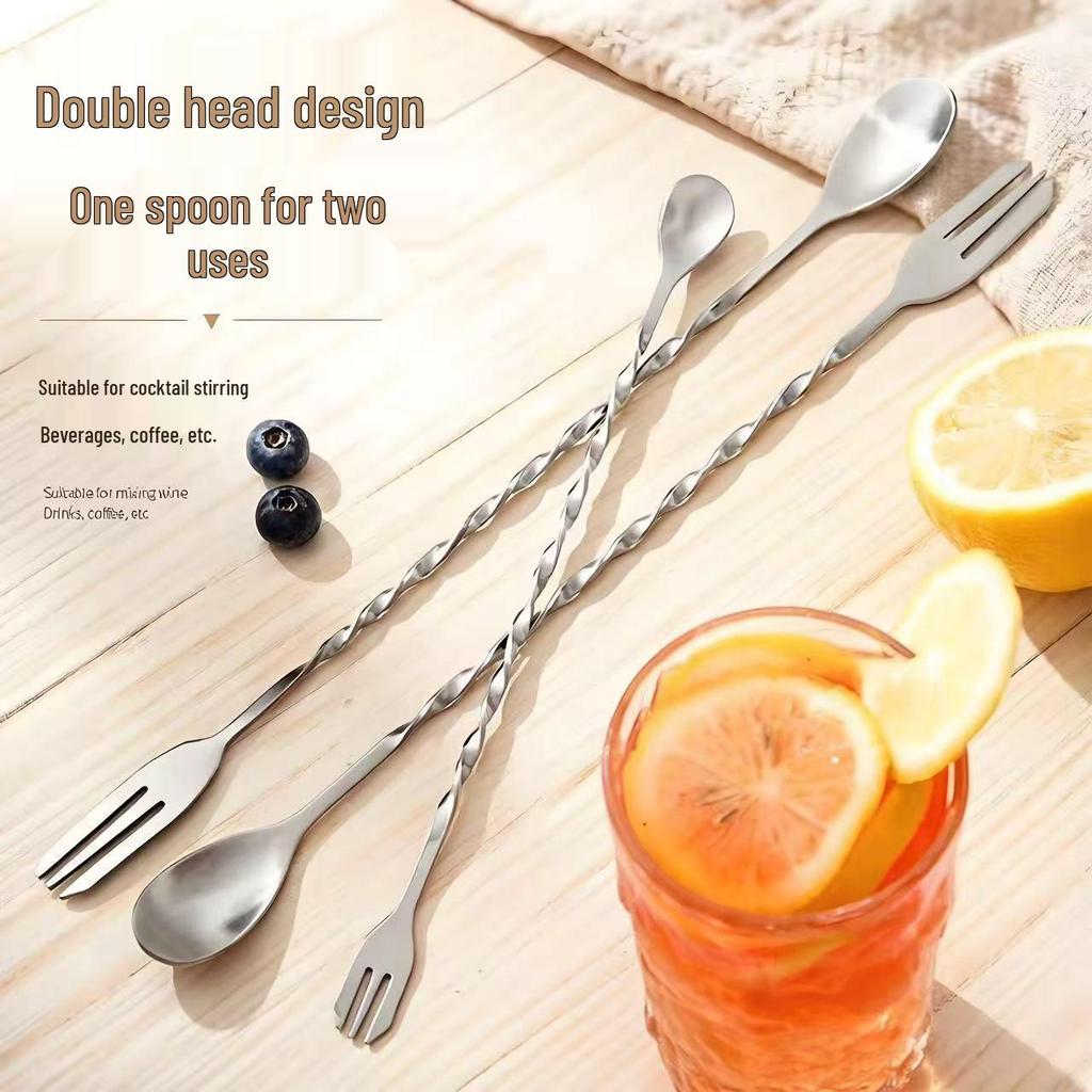 Stainless Steel Double-Ended Long Handle Bar & Cocktail Spoon