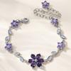 Luxury Pink Cubic Zirconia Chain Fashion Shiny Rhinestone Bangle  For Women