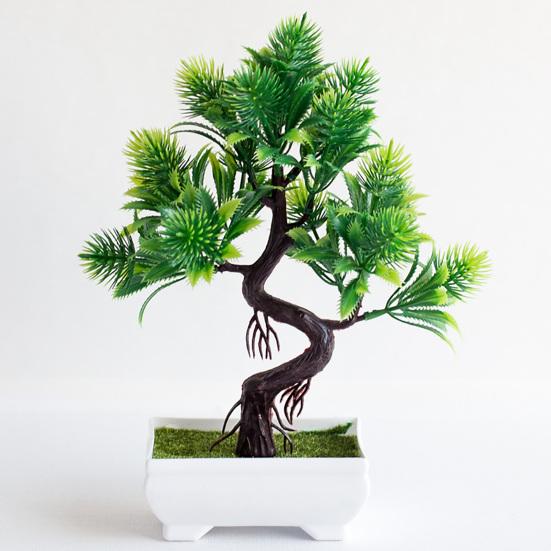 Artificial Bonsai Vivid Easy Care Colorfast Decorative Fake Pine Tree Bonsai Home