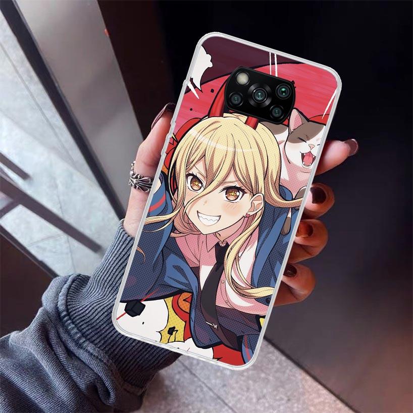 C-Chainsaw Mans Power Phone Case For Xiaomi Poco X7 X6 X5 Pro F7 Ultra Redmi 15C 15 13 13C 12 12C 10 10A 10C 9 9A 9C 9T Shell Po