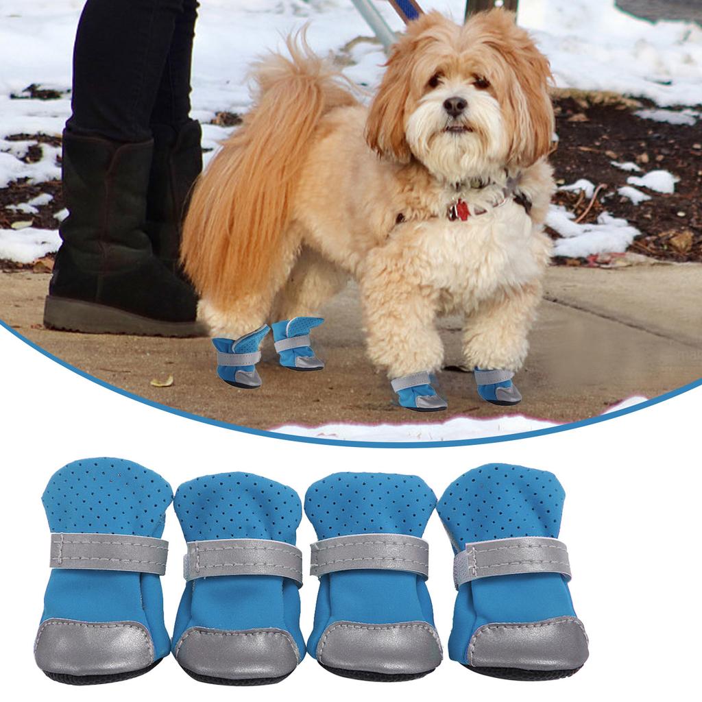 4Pcs Dog Shoes Slip Spring Summer Pet Boots Protector Reflective Straps