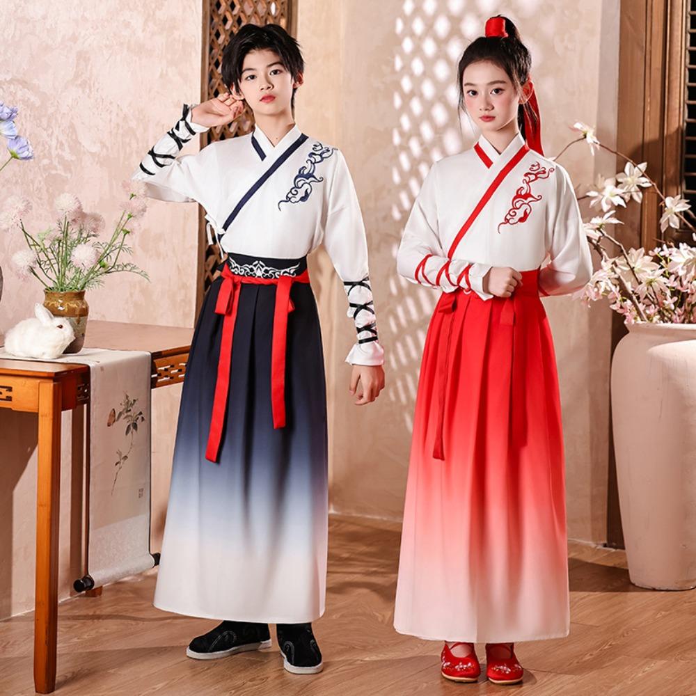 Dance Wear Cosplay Costumes Kung Fu Party Children's Clothing Ethnic Style Vintage Kids Clothes Girls Dress Boy Hanfu Stage