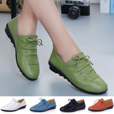 Summer and Autumn Leather Flat Shoe Ladies Slip-on Shoes Casual Shoes