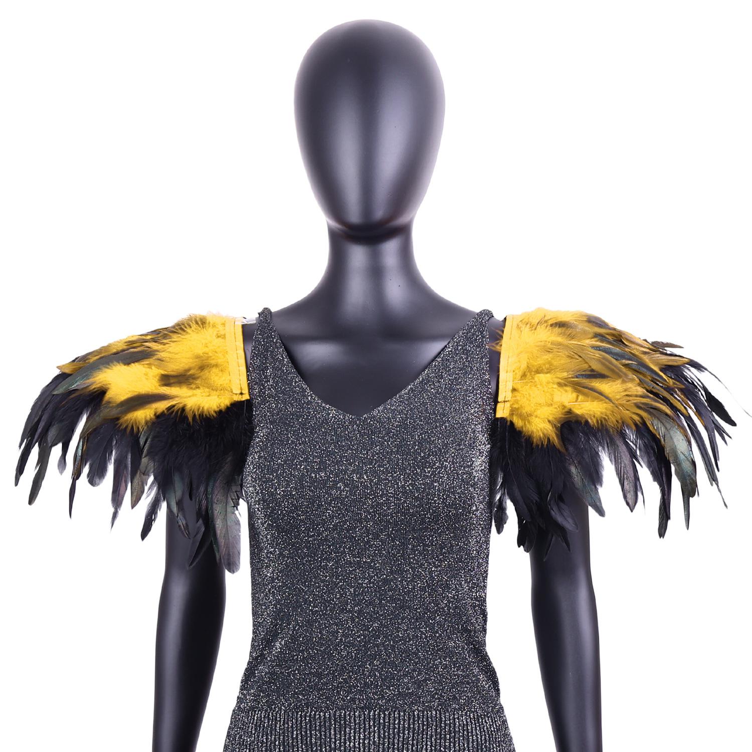 

Готика, Очень большой размер, Блокировка цвета, Плечевые накладки с перьями, Бальный платок для выступления, Украшение для вечеринки на Хэллоуин, Аксессуары для ролевых игр