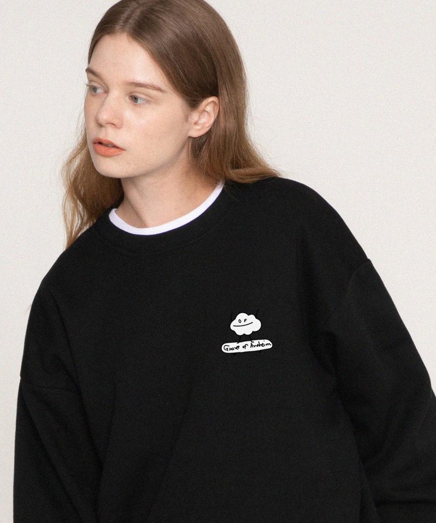 GRAVER [Unisex] Cloud Board Smile Sweatshirt_Black