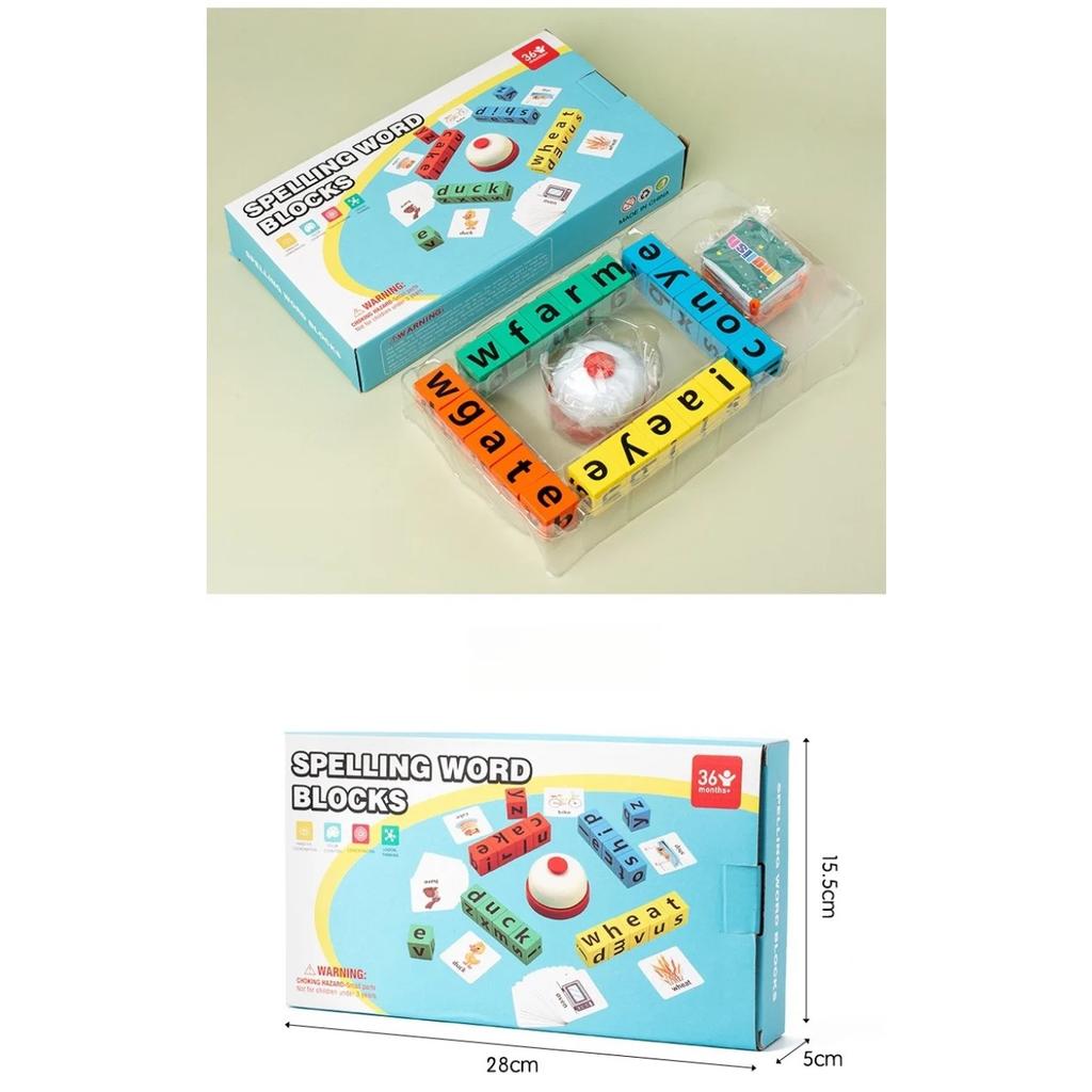 Carte Anglaise pour Enfants Montessori Blocs de Construction en Bois Lettres Anglaises Interaction Parent-Enfant Bataille d'Orthographe Jeux de Bureau