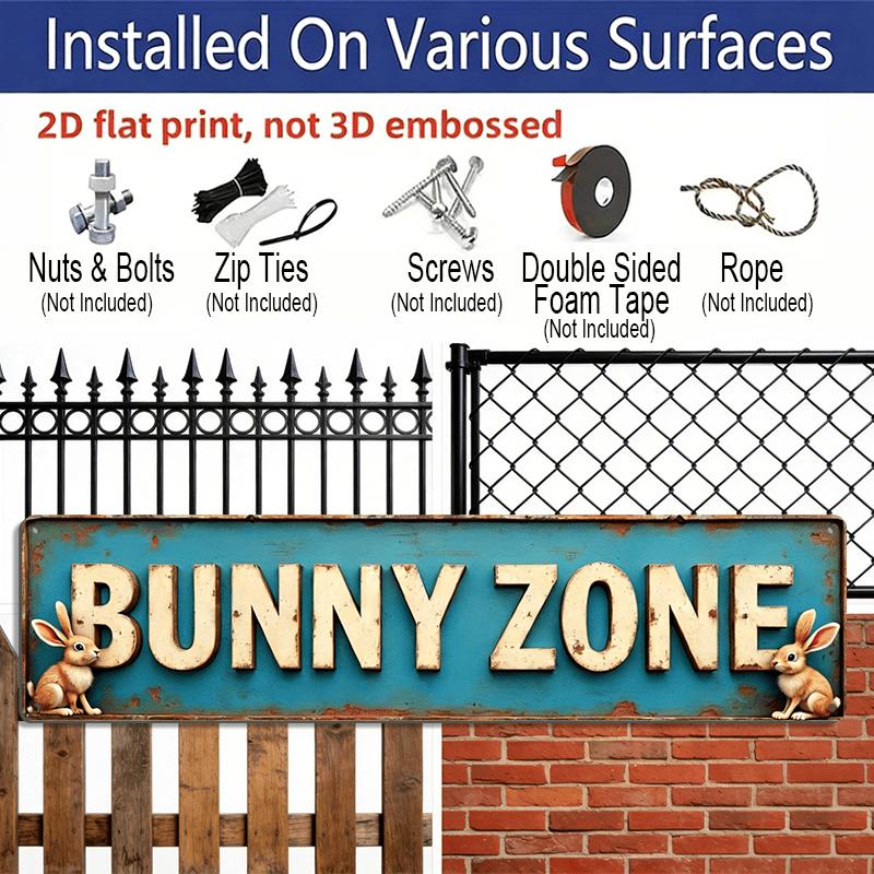 Retro Country Style Rabbit Area Metal Sign-humorous Rabbit Wall Art Aluminum Decorative Sign, Durable Aluminum 3.9x15.7 Inch Indoor/outdoor Wall