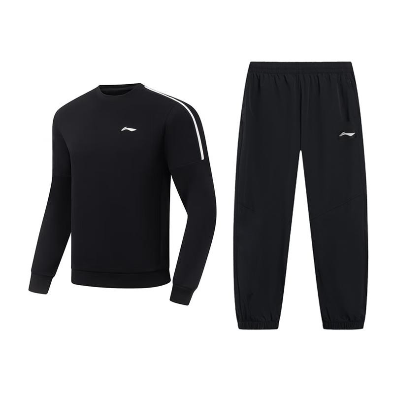 

Li Ning Цветной блок Простой Модный Удобный Универсальный Круглый вырез Свитшот Повседневный Спортивный костюм Унисекс костюм AWDU915-1+AYKT415-1 S