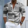 Autumn Winter New Men Casual Long Sleeve 3D Digital Print Lattice Long Sleeve Shirt