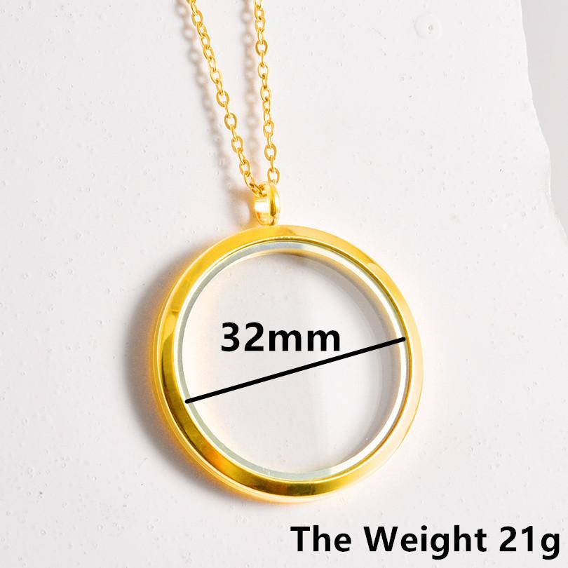 1Pc Stainless Steel Openable Glass Medaillon Coin Holder Collar Jewelry Round Reliquary Photo Floating Locket Pendant Necklaces