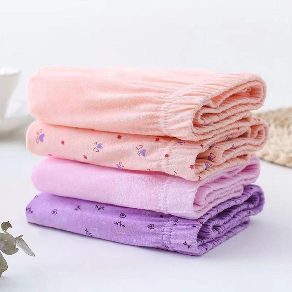 5PCS High Waist Elderly Plus Size Briefs Breathable Women Underwear Flower Cotton Panties Gifts