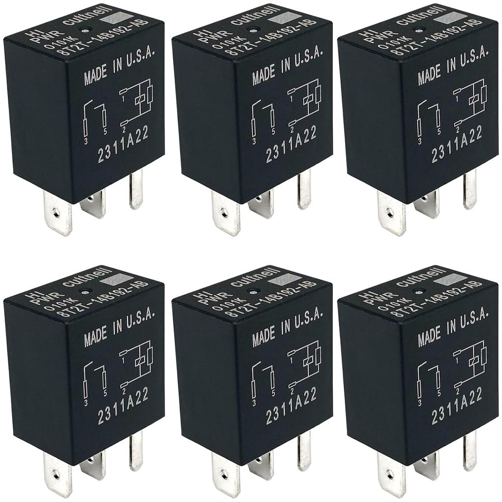 6-Pack 8T2T-14B192-AB Relay 12VDC 4-Pin 30A Compatible with Some Ford Vehicles