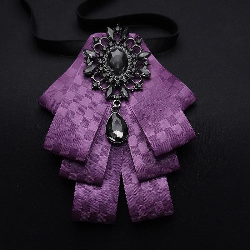 Detachable Bow Tie Brooch Silk Ribbon Collar Pin for Shirts & Blouses Fashion Floral Bow Clip for Women's Casual Outfit