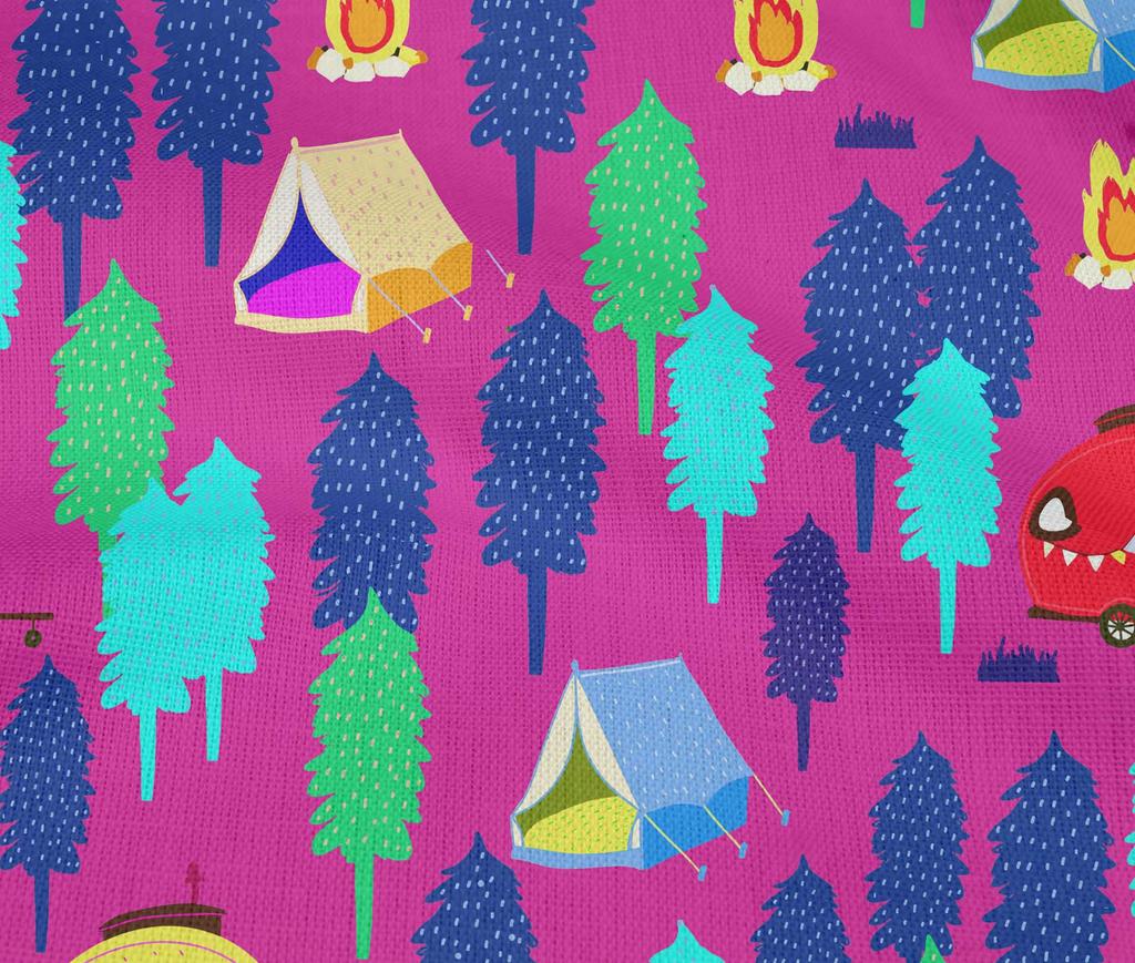 oneOone Cotton Flex Fuschia Pink Fabric Camping Craft Projects Decor Fabric Printed By The Yard 40 Inch