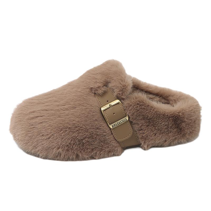 Mao Mao Slippers Women's Outer Wear 2025 New Autumn and Winter One-pedal High-end Mink Plush Cotton Slippers