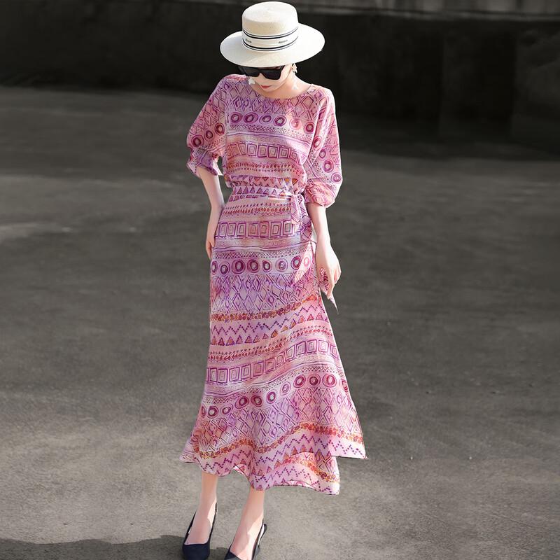 Lanse er 2026 Summer Bohemian Print A-Line Dress 2XL