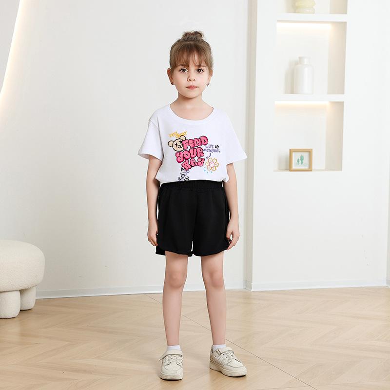 Children T-shirt Cute Cat Printed Kids 100% Cotton Clothes Tops 2-13Y Loose-fit Casual  O-Neck Short-sleeve T-shirt